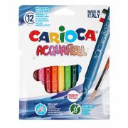 Фломастеры акварельные CARIOCA (Италия) «Aquarell», 12 цветов, наконечник-кисть, смываемые, картонный конверт, 42747