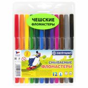 Фломастеры 12 ЦВЕТОВ CENTROPEN «Washable», смываемые, вентилируемый колпачок, 7790/12TP, 7 7790 1285
