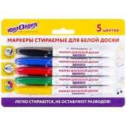 Маркеры стираемые для белой доски НАБОР 5 ЦВЕТОВ, ЮНЛАНДИЯ «COLORWAY», 3 мм, 152099