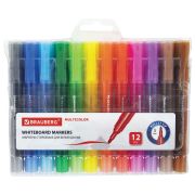 Маркеры стираемые для белой доски НАБОР 12 ЦВЕТОВ, BRAUBERG «MULTICOLOR», 3 мм, 152121