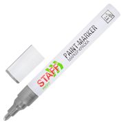Маркер-краска лаковый (paint marker) 2-4 мм, СЕРЕБРИСТЫЙ, НИТРО-ОСНОВА, STAFF PROFIT, для любых поверхностей, 152580