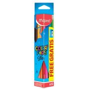 Карандаши цветные MAPED (Франция) «Color'Peps Star», 12 цветов + ТОЧИЛКА, трехгранные, грифель 3 мм, натуральное дерево,183213