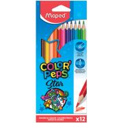 Карандаши цветные MAPED (Франция) «Color'Peps Star», 12 цветов, трехгранные, грифель 3 мм, натуральное дерево, 183212