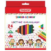 Карандаши цветные ПИФАГОР «ЭНИКИ-БЕНИКИ», 24 цвета, шестигранные, натуральное дерево, 181348