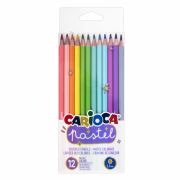 Карандаши цветные пастельные CARIOCA «Pastel», 12 цветов, ПВХ-чехол, шестигранные, грифель 3,3 мм, натуральное дерево, 43034