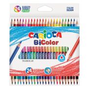 Карандаши двусторонние CARIOCA «Bi-color», 24 штуки, 48 цветов, трехгранные, грифель 3 мм, натуральное дерево, 43031