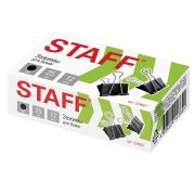 Зажимы для бумаг STAFF «EVERYDAY», КОМПЛЕКТ 12 шт., 25 мм, на 100 листов, черные, картонная коробка, 224607