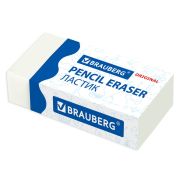 Ластик BRAUBERG «Original», 38х20х10 мм, белый, прямоугольный, картонный держатель, 228073
