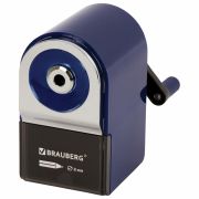 Точилка механическая BRAUBERG «ORIGINAL», для чернографитных и цветных карандашей, крепление к столу, корпус синий, 228480