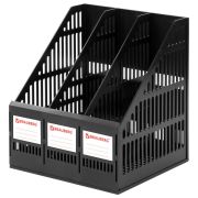 Лоток вертикальный для бумаг BRAUBERG «SMART-MAXI» (254х255х297 мм), 3 отделения, сетчатый, сборный, черный, 231525