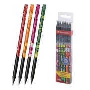 Набор карандашей чернографитных с принтом BRAUBERG «JUICY FRUIT», 12 штук, HB, с ластиком, корпус ассорти, 182034
