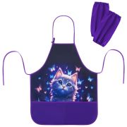 Фартук с нарукавниками для уроков труда BRAUBERG KIDS, 2 кармана, регулировка по росту, 46x54 см, «Curious cat», 273638