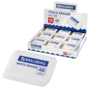Ластик BRAUBERG «WHITE», 45х28х12 мм, скошенный, белый, 272734