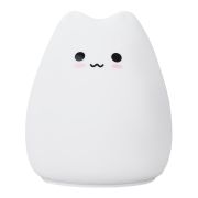 Ночник силиконовый LED «Котик» 90x89x102 мм, белый свет/RGB, таймер, USB, аккумулятор 400 мАч, DASWERK (ДАСВЕРК), 238935
