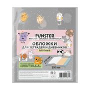 Обложки «CATS» для тетрадей и дневников, КОМПЛЕКТ 10 шт., ПЛОТНЫЕ, 210х350 мм, 110 мкм, FUNSTER (ФАНСТЕР), 274085