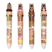 Ручка многоцветная с топпером шариковая 10 ЦВЕТОВ «Капибара», ассорти, линия 0,5 мм, 77427