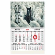 Календарь квартальный 2026 г., 1 блок, 1 гребень, магнитный курсор, мелованная бумага, BRAUBERG, «Символ 2026», 116920