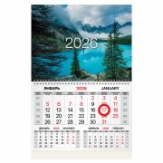 Календарь квартальный 2026 г., 1 блок, 1 гребень, магнитный курсор, мелованная бумага, BRAUBERG, «Горное озеро», 116921