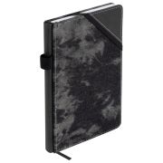 Блокнот А5 135x210 мм BRAUBERG «Denim», ткань/экокожа, резинка, держатель, 80 л., клетка, черный, 117140