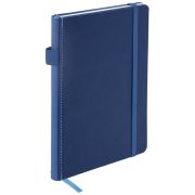 Блокнот А5 135x212 мм BRAUBERG «Edge», под кожу, резинка, держатель, 80 л., клетка, синий, 117149