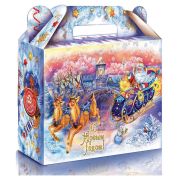 Подарок новогодний «ДЕД МОРОЗ НА САНЯХ», НАБОР конфет 1500 г, картонная коробка, МОСУПАК