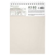 Блокнот А5, 80 л., силиконовый гребень, обложка пластик, клетка, BRAUBERG, бежевый, 117559