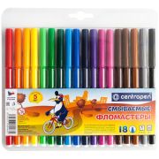 Фломастеры 18 ЦВЕТОВ CENTROPEN «Washable», смываемые, вентилируемый колпачок, 7790/18TP, 777901885