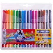 Фломастеры 18 ЦВЕТОВ CENTROPEN «Colour World», круглые, смываемые, вентилируемый колпачок, 7550/18TP, 775501884