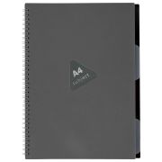 Тетрадь обложка пластик, А4 80 л., гребень, 4 разделителя, клетка, BRAUBERG, серый, 405365