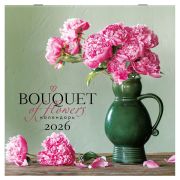 Календарь настенный перекидной 2026 г., BRAUBERG, 12 листов, 28,5х28,5 см, «Цветы», 116930