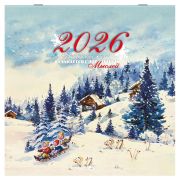 Календарь настенный перекидной 2026 г., BRAUBERG, 12 листов, 28,5х28,5 см, «Советские открытки», 116933