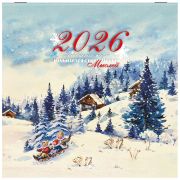 Календарь настенный перекидной 2026 г., BRAUBERG, 12 листов, 21,4х21,4 см, МИНИ, «Советские открытки», 116946