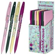 Ручка шариковая ERICH KRAUSE «R-301 Stick Floral» СИНЯЯ, синяя, корпус ассорти, линия 0,35 мм, 63077