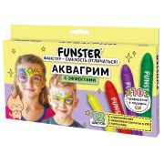 Аквагрим для лица и тела, 12 цветов (6 классических + 3 неон + 3 метал), 10 трафаретов, FUNSTER (ФАНСТЕР), 192575