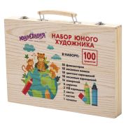 Набор ЮНОГО ХУДОЖНИКА «ANIMALS» для рисования и творчества в кейсе ЮНЛАНДИЯ, 100 предметов, 665675