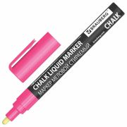Маркер меловой CHALK LIQUID MARKER, РОЗОВЫЙ, 3 мм, стираемый, BRAUBERG «CHALK», 152586