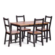 Обеденный комплект Соната (стол + 4 стула) / Sonata dining set массив сосны, стол: 120х75х73см стул :41х50х95см, антик/чёрный