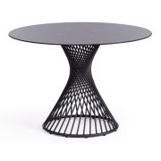 Стол BERTOIA (mod. GT21) металл/стекло (8мм), Black (черный), 110 х 110 х 75 см