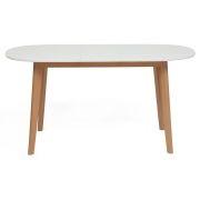 Стол обеденный раскладной BOSCO (Боско) основание бук, столешница мдф, 120+30*80см, Белый+Натуральный ( Бук)