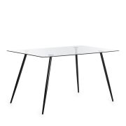 Стол SOPHIA (mod. 5003) металл/стекло (8мм), черный / прозрачный , 140 х 80 х 75 см