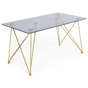 Стол VULCANO ( mod. DT1423 ) металл/стекло, 140*80*76 см, черный/золотой