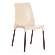 Стул GENIUS (mod 75) металл/пластик, 46x56x84cм, бежевый/коричневые ножки