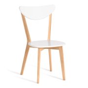 Стул жесткое сиденье Maxi/Макси каркас бук, сиденье, спинка - МДФ, 86х48.5х54.5см, белый+натуральный бук