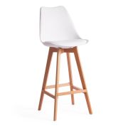 Стул барный TULIP BAR (mod. C1014H) / 1 шт. в упаковке пластик/дерево, 57 х 48 х 114 см, белый 018 /натуральный