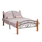 Кровать AT-803 дерево гевея/металл, 120*200 см (middle bed), красный дуб/черный