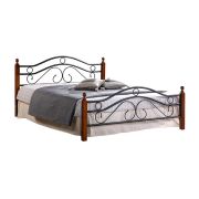 Кровать AT-803 дерево гевея/металл, 140*200 см (Double bed), красный дуб/черный