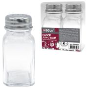 Набор для специй 2х80 мл, CLASSIC, солонка + перечница, стекло/сталь, WEGLA (ВЕГЛА), 700226