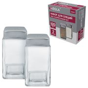 Набор для специй 2х120 мл, MAXI, солонка + перечница, стекло/сталь, квадратные, WEGLA (ВЕГЛА), 700231