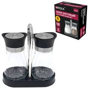 Набор для специй 2х130 мл, ULTRA, подставка + солонка + перечница, отверстия S/P, WEGLA (ВЕГЛА), 700233