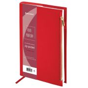 Ежедневник недатированный А5 145х220 мм, BRAUBERG «Zipline» под кожу, карман-молния, 160 л., красный, 116248